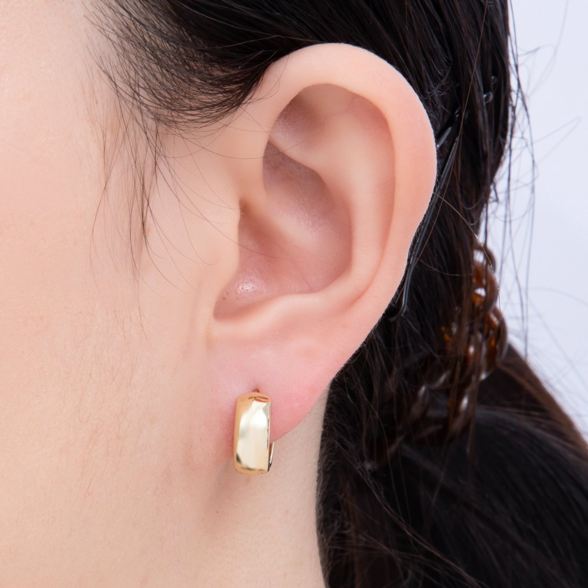 14K Gold Filled 14mm Minimalist Plain Cartilage Huggie Earrings | Earrings-00257