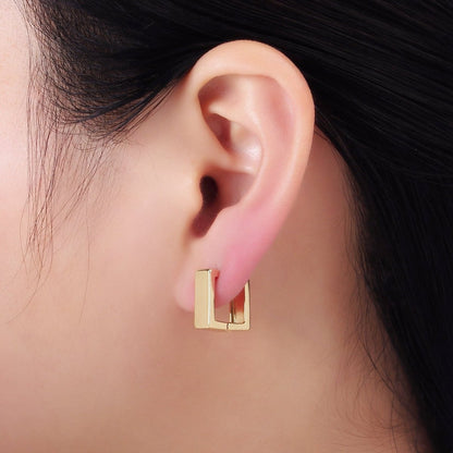 14K Gold Filled 14mm Minimalist Square Huggie Earrings | P480