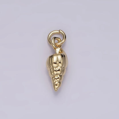 14K Gold Filled 14mm Ocean Sea Shell Puffed Minimalist Mini Charm | AG439