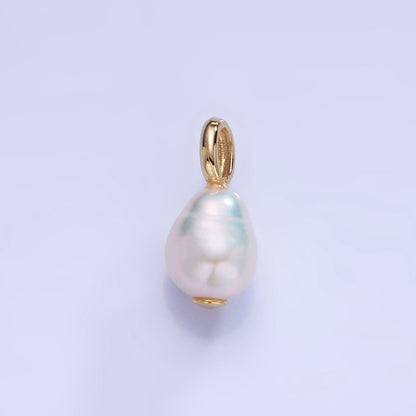14K Gold Filled 14mm Ringed Freshwater Pearl Drop Pendant | P1730