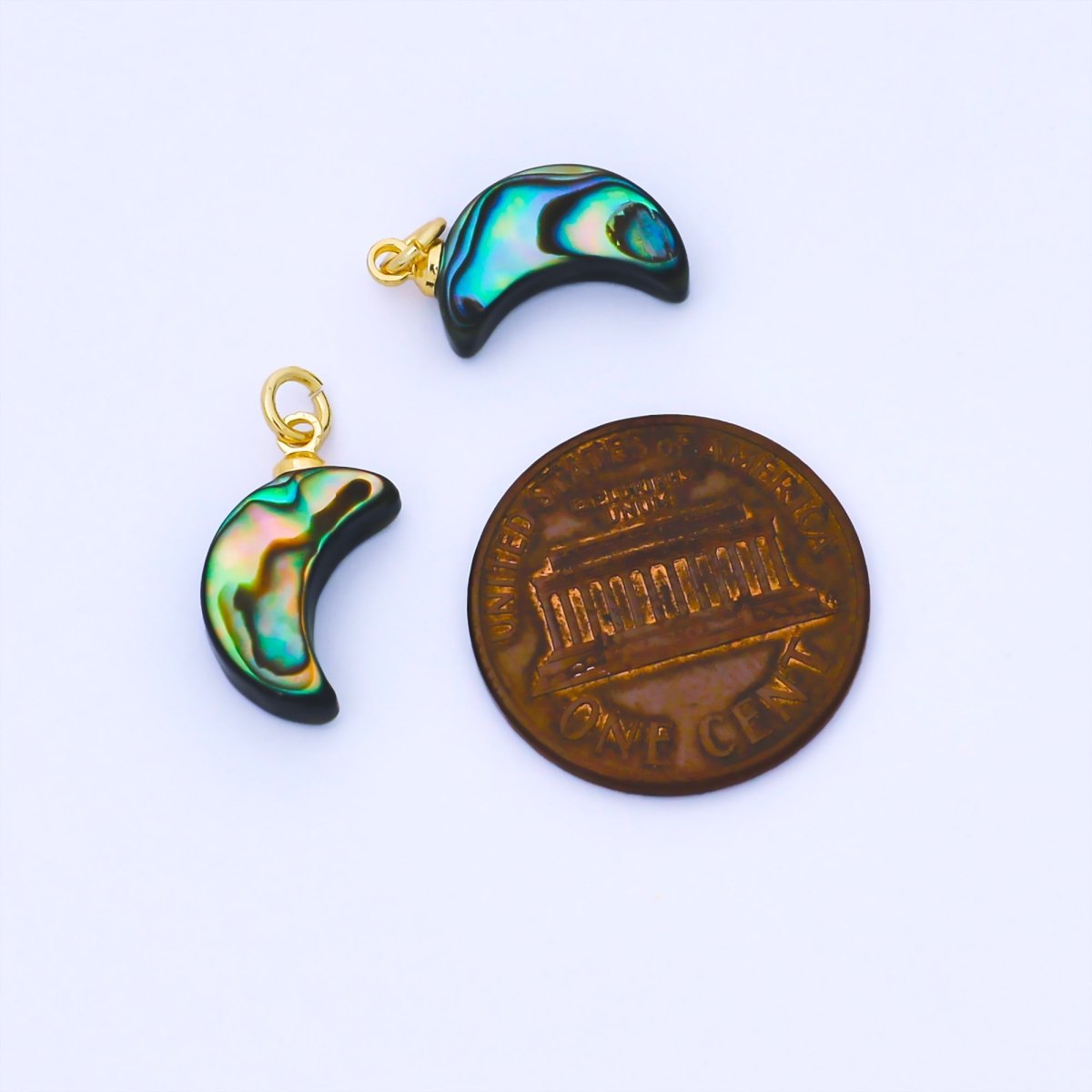 14K Gold Filled 15.5mm Abalone Crescent Moon Charm | AF585