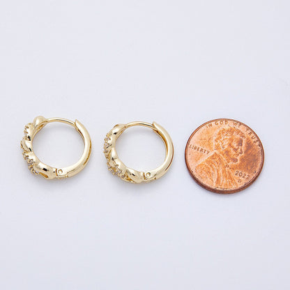 14K Gold Filled 15.5mm Micro Paved CZ Curb Chain Cartilage Huggie Earrings | Earrings-00171