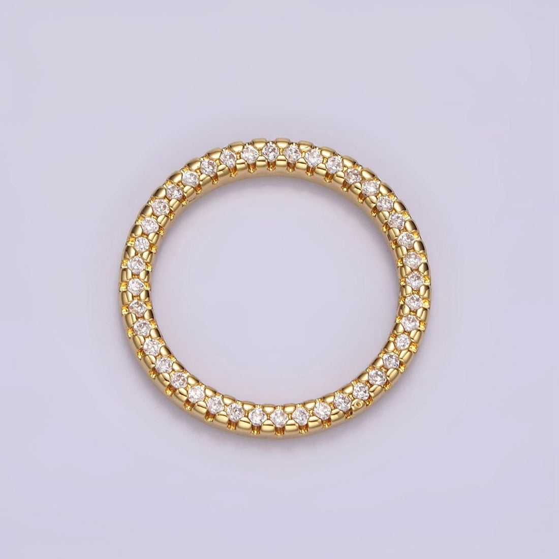 14K Gold Filled 15.5mm Open Round Clear Micro Paved CZ Charm Supply | Z-477