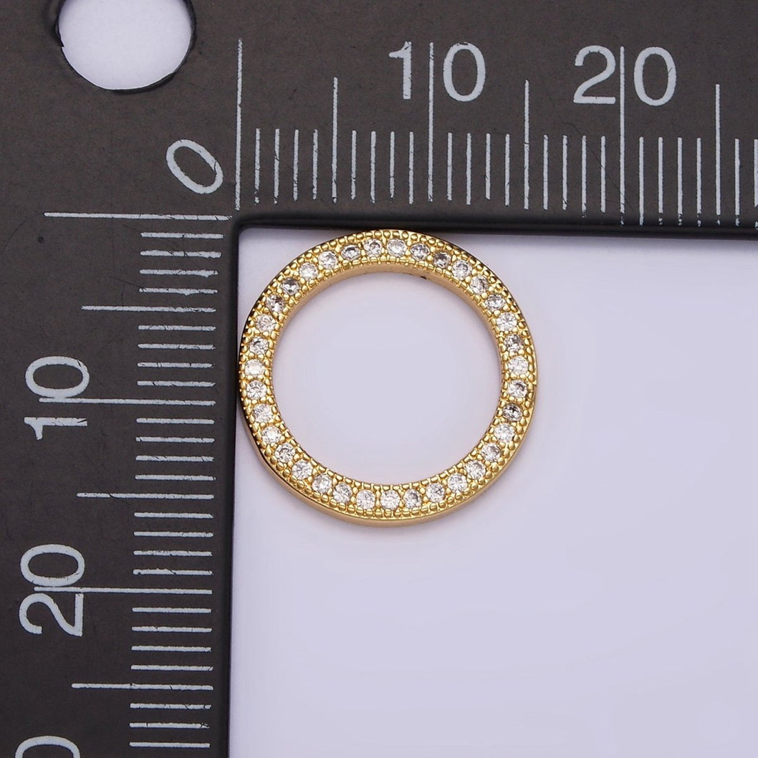 14K Gold Filled 15.5mm Open Round Clear Micro Paved CZ Charm Supply | Z-477