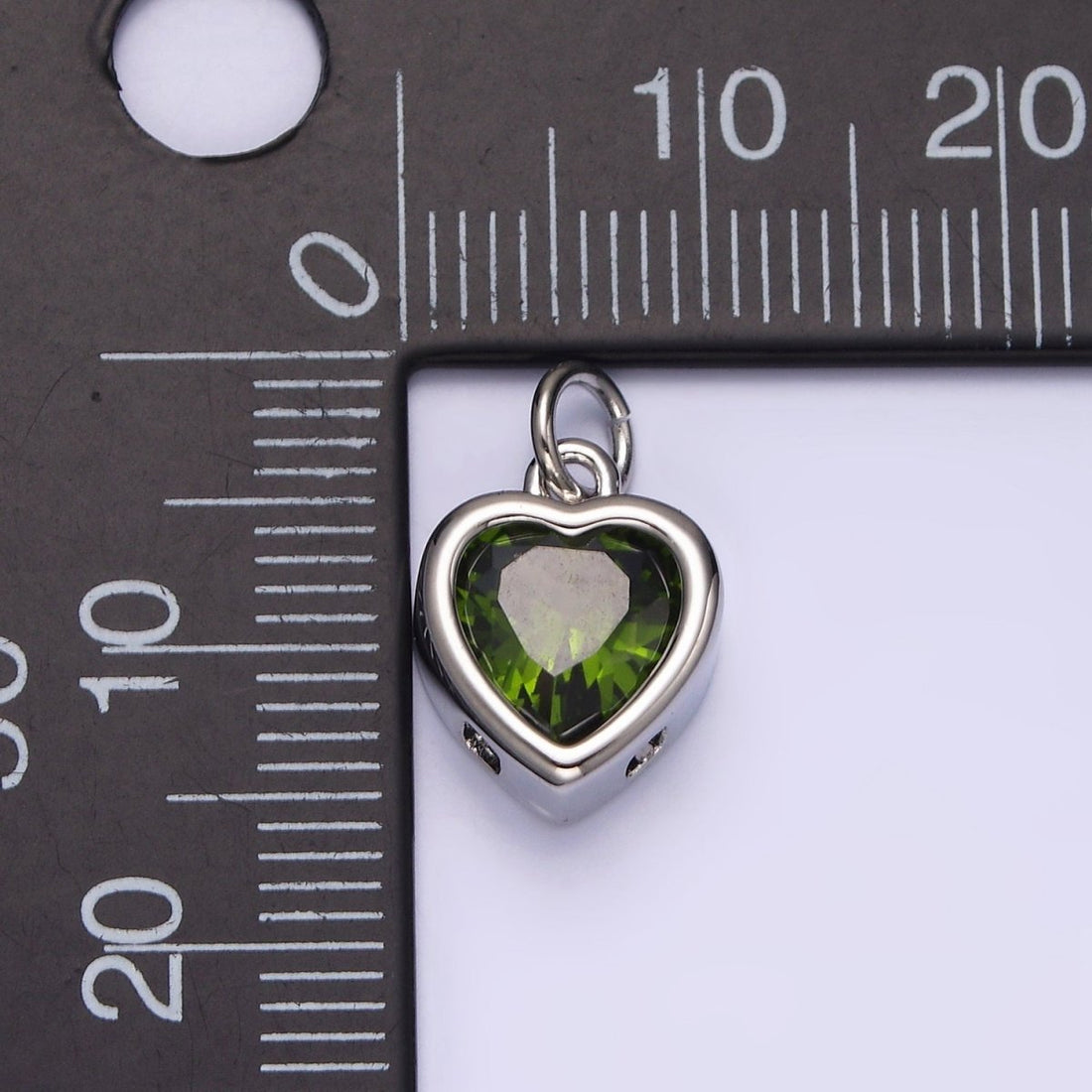 14K Gold Filled 15.5mm Personalized Birthstone Heart Cubic Zirconia CZ Bezel Charm in Silver &amp; Gold | N1551 - N1574