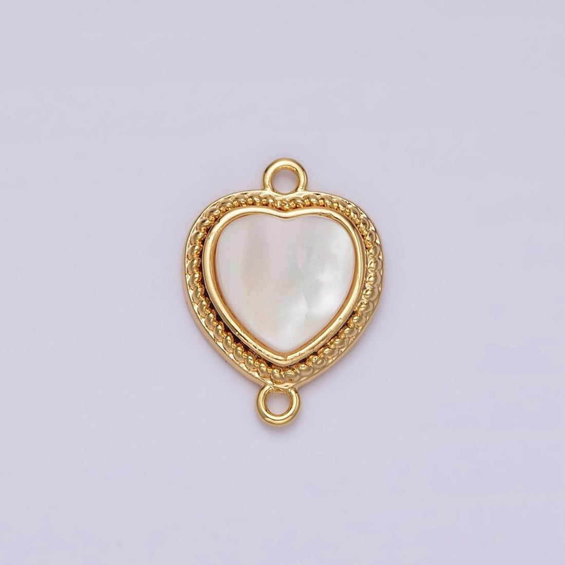 14K Gold Filled 15.5mm Shell Pearl Braided Bezel Heart Connector | G-061
