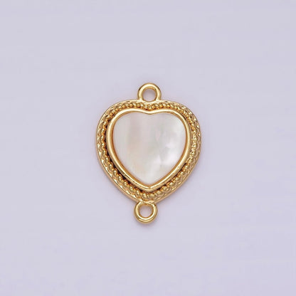 14K Gold Filled 15.5mm Shell Pearl Braided Bezel Heart Connector | G-061