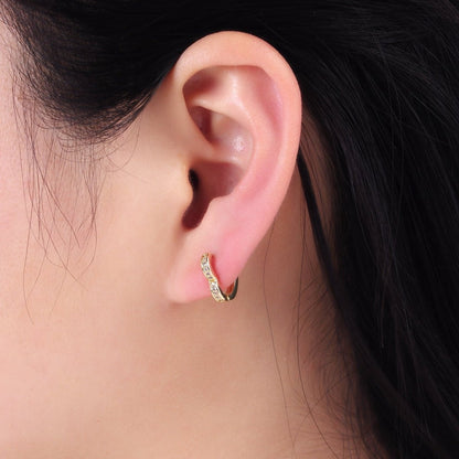 14K Gold Filled 15mm, 14mm Micro Paved CZ Heart Huggie Earrings in Gold &amp; Silver | AB1355 - AB1357
