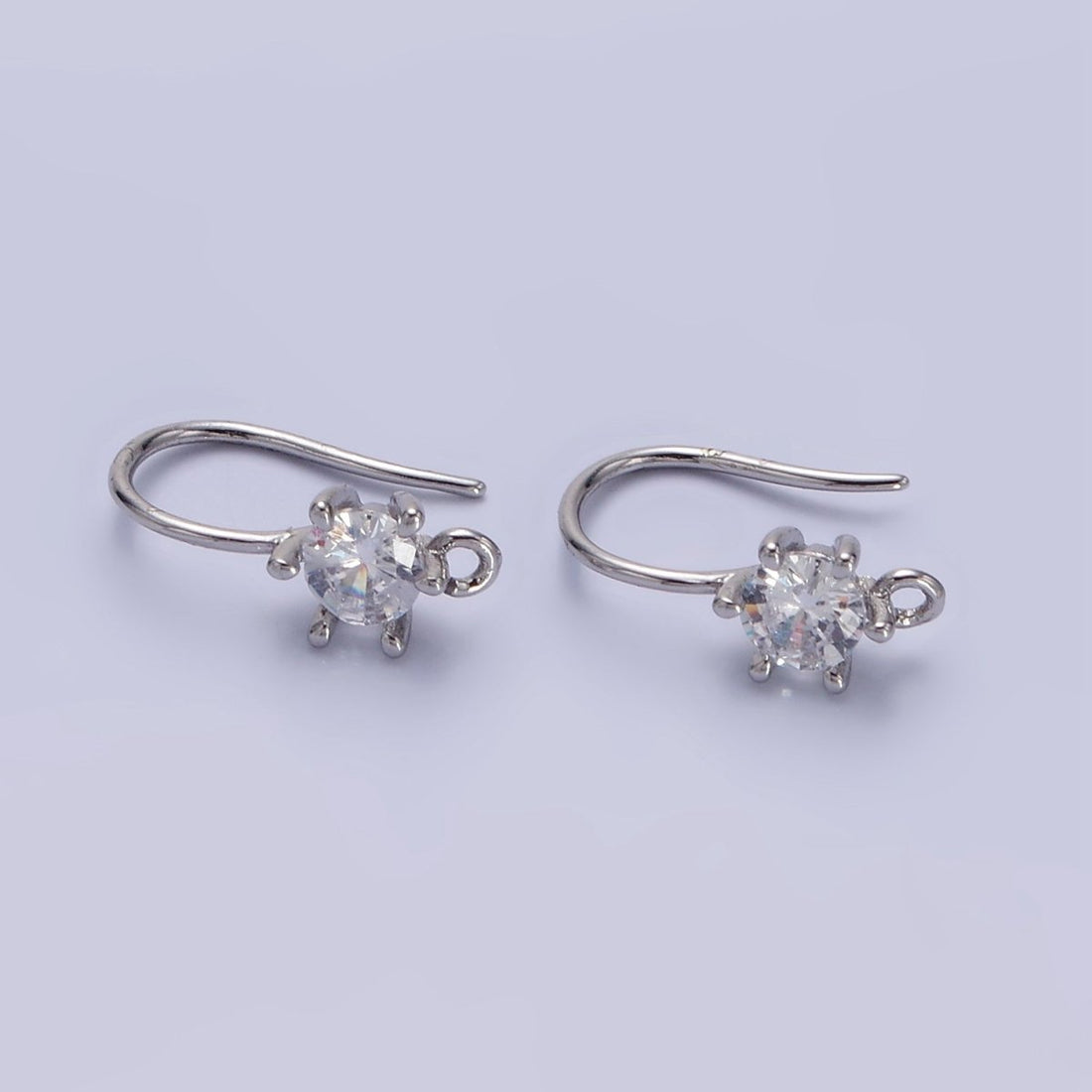 14K Gold Filled 15mm Clear CZ Flower French Hook Earrings Findings in Gold &amp; Silver | Z754