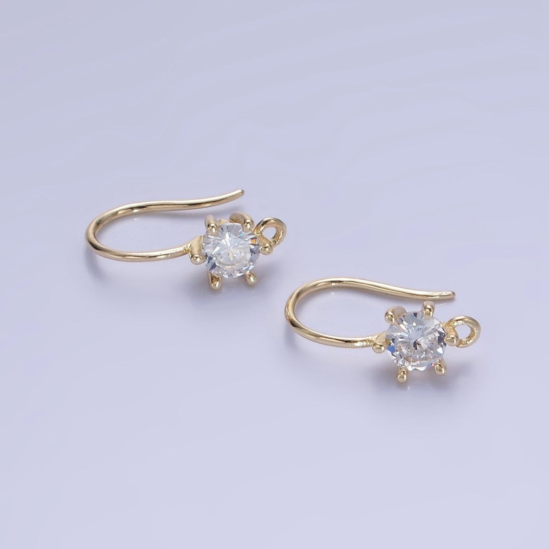 14K Gold Filled 15mm Clear CZ Flower French Hook Earrings Findings in Gold &amp; Silver | Z754