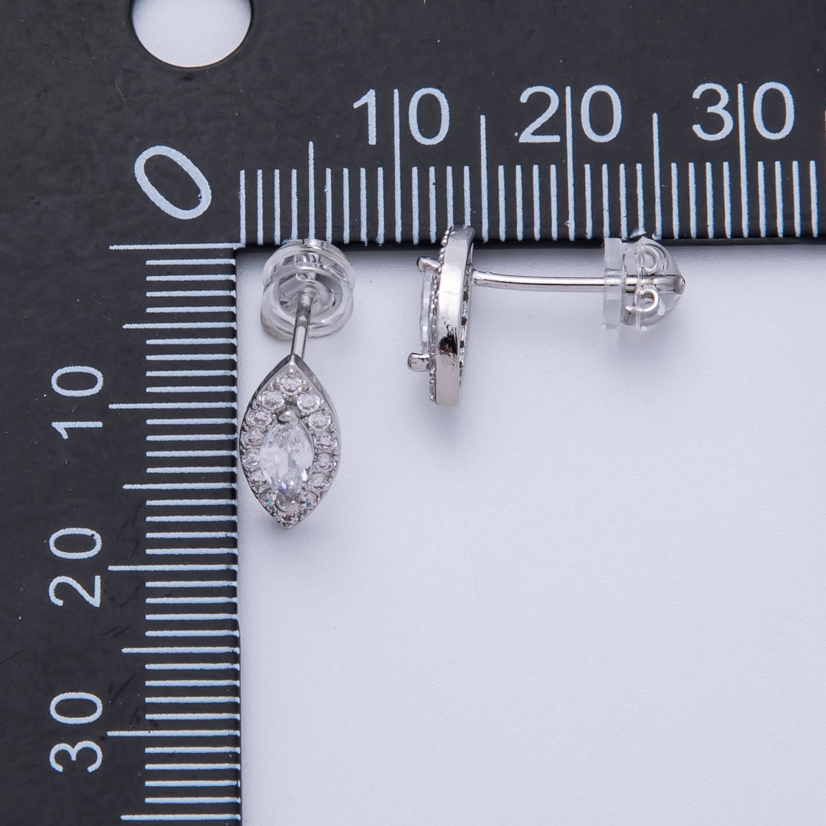 14K Gold Filled 15mm Clear CZ Marquise Micro Paved Stud Earrings in Gold &amp; Silver | Earrings-00048 Earrings-00049