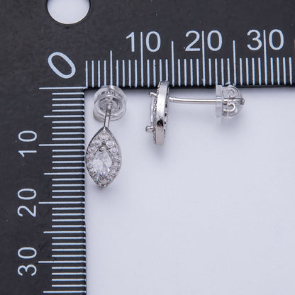 14K Gold Filled 15mm Clear CZ Marquise Micro Paved Stud Earrings in Gold &amp; Silver | Earrings-00048 Earrings-00049