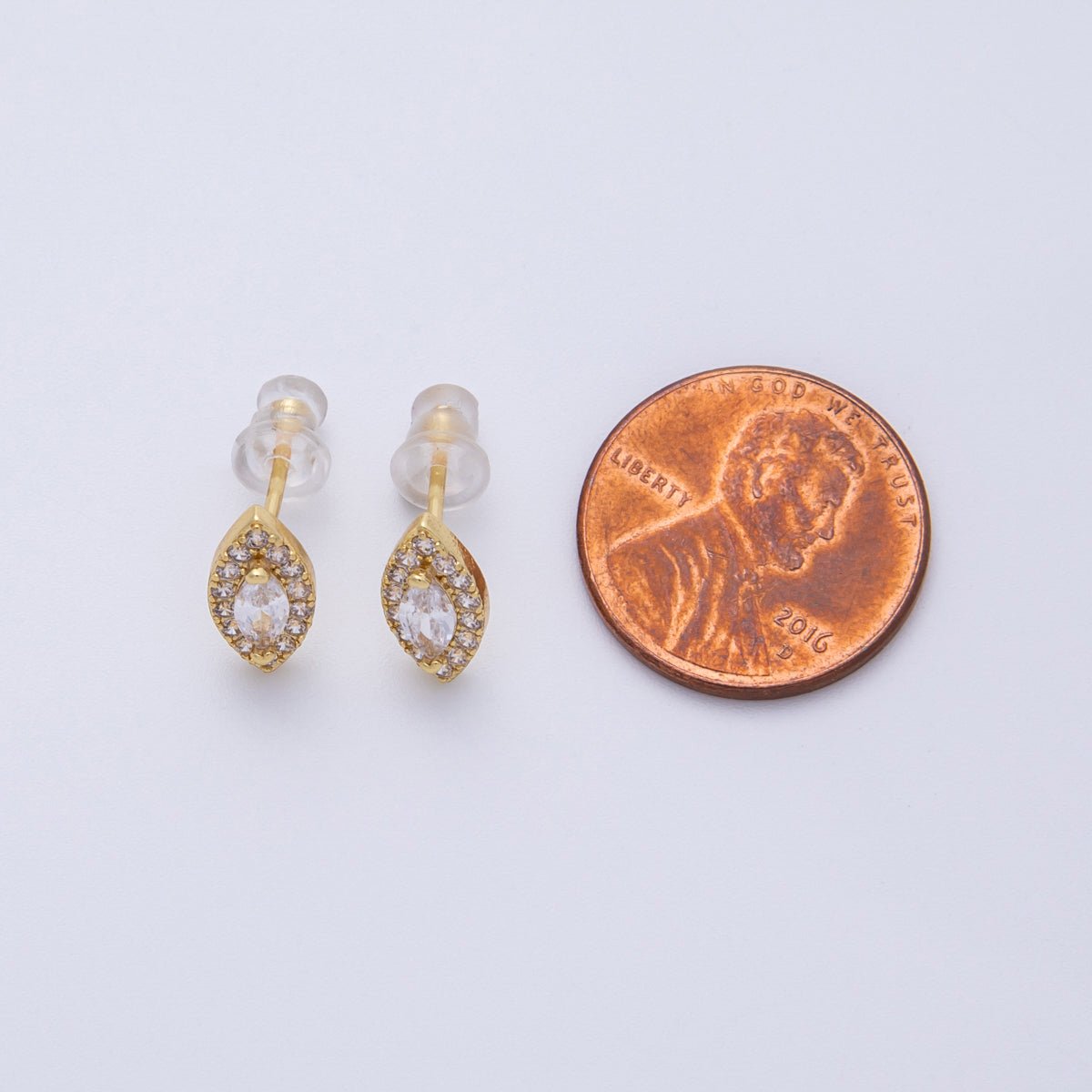 14K Gold Filled 15mm Clear CZ Marquise Micro Paved Stud Earrings in Gold &amp; Silver | Earrings-00048 Earrings-00049