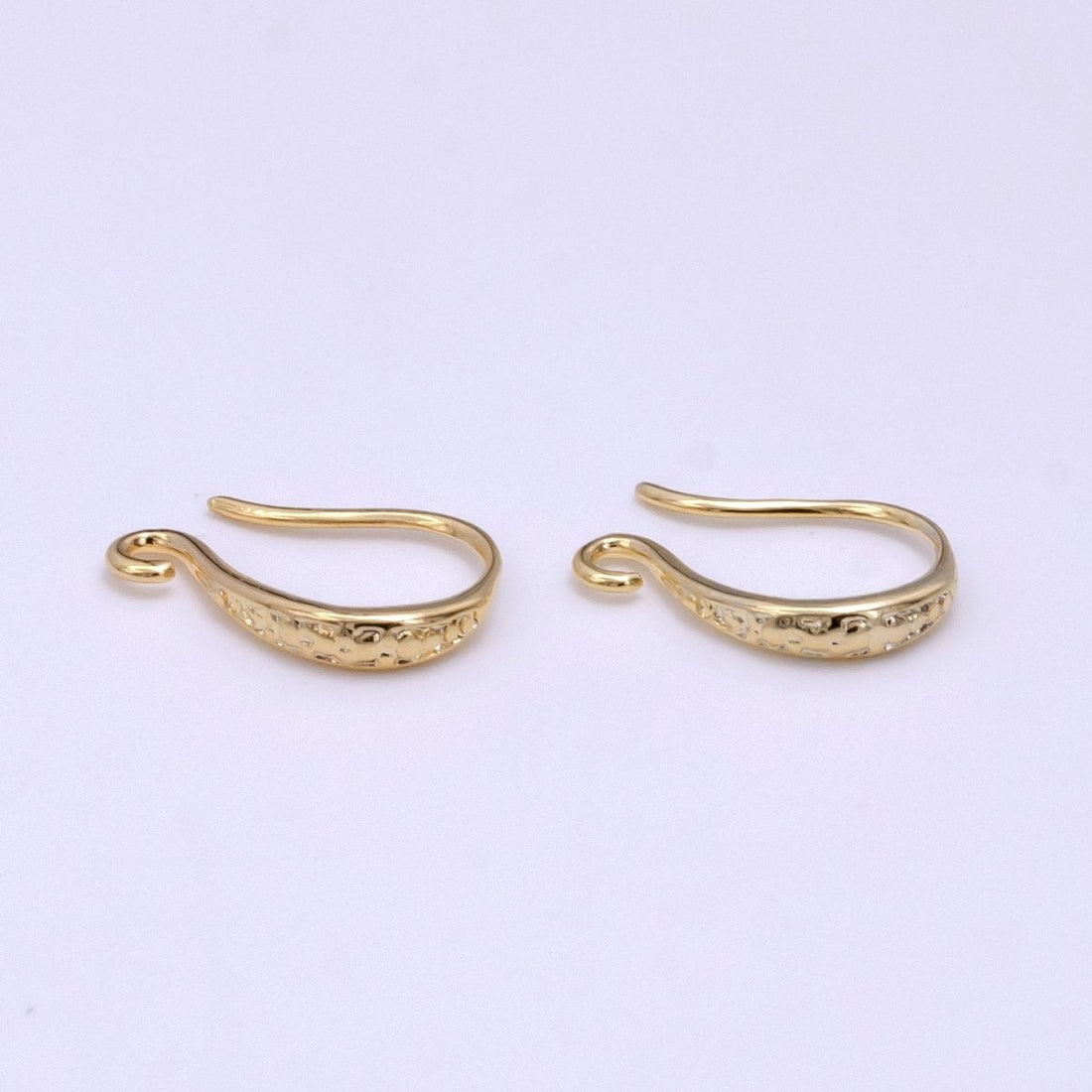 14K Gold Filled 15mm Dented French Hook Earrings Open Loop Findings Supply | Z442