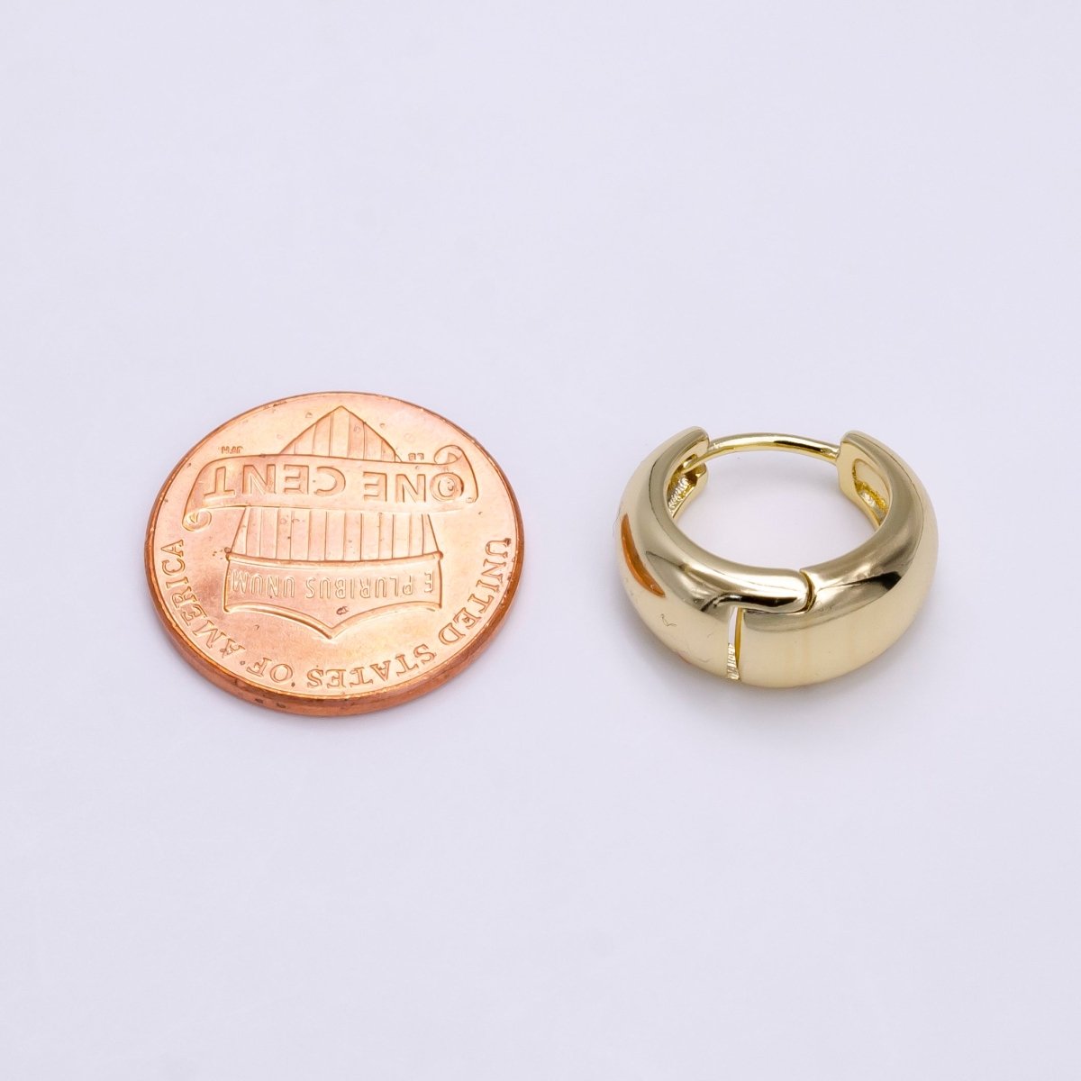 14K Gold Filled 15mm Dome Minimalist Huggie Earrings | AE783