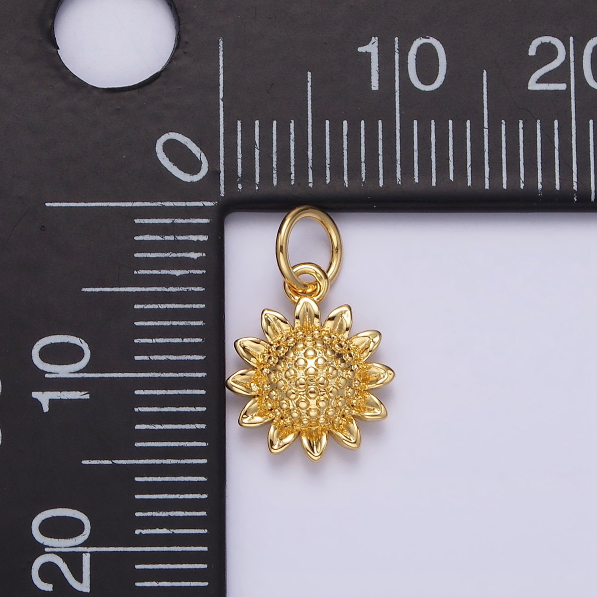 14K Gold Filled 15mm Dotted Sunflower Nature Charm in Gold &amp; Silver | N1110 N1111