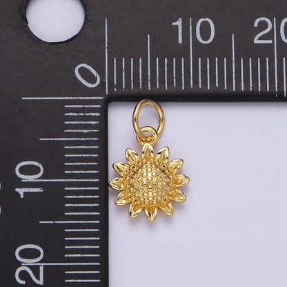 14K Gold Filled 15mm Dotted Sunflower Nature Charm in Gold &amp; Silver | N1110 N1111