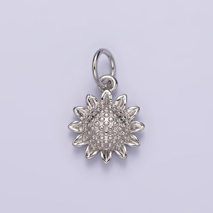 14K Gold Filled 15mm Dotted Sunflower Nature Charm in Gold &amp; Silver | N1110 N1111