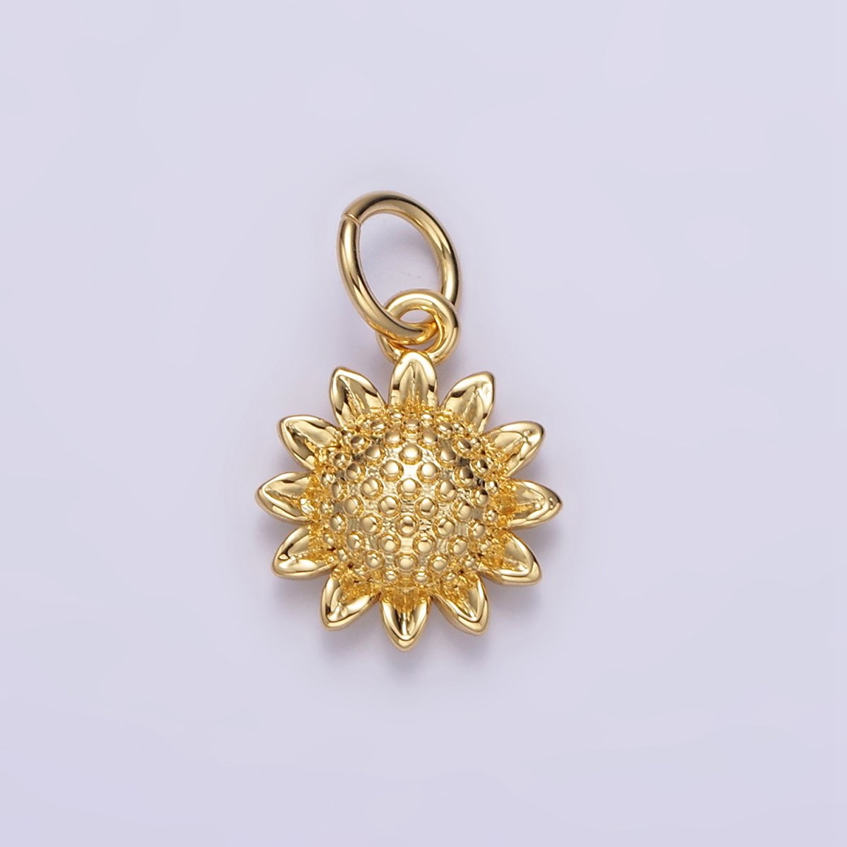 14K Gold Filled 15mm Dotted Sunflower Nature Charm in Gold &amp; Silver | N1110 N1111