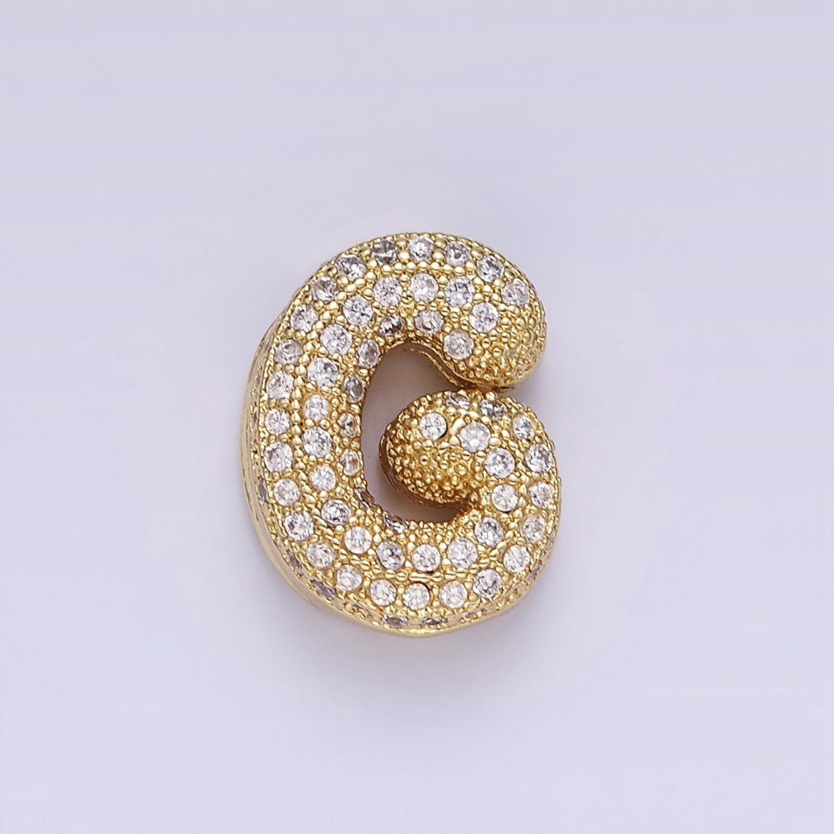 14K Gold Filled 15mm Micro Paved Balloon Bubble Initial Letter Pendant | A1171-A1183