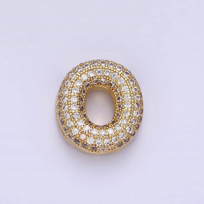 14K Gold Filled 15mm Micro Paved Balloon Bubble Initial Letter Pendant | A1171-A1183