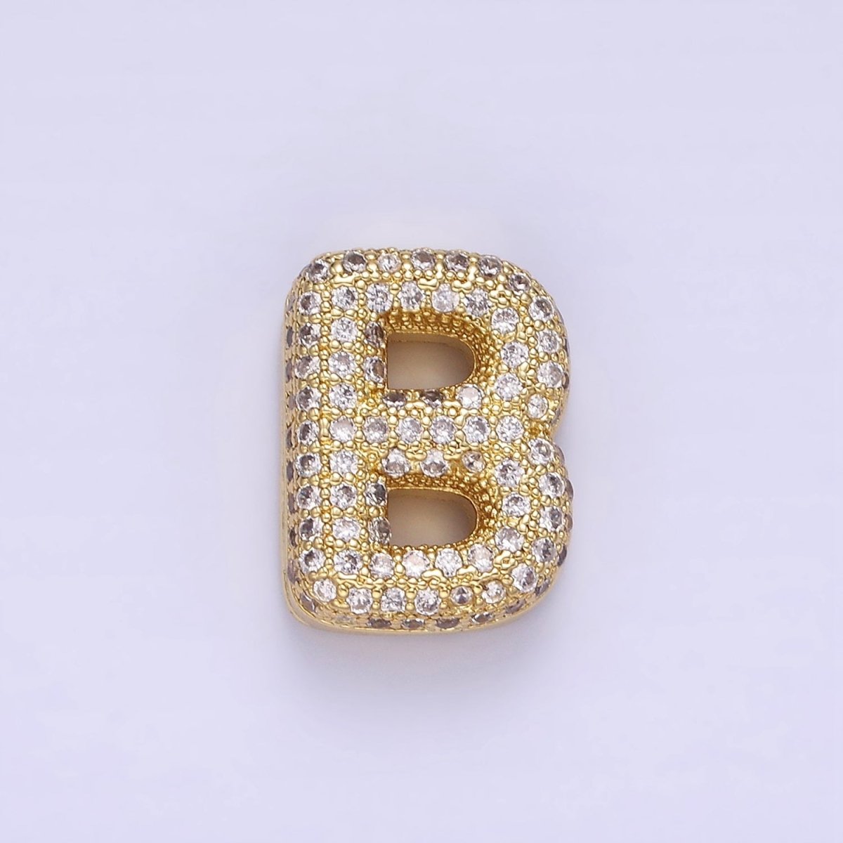 14K Gold Filled 15mm Micro Paved Balloon Bubble Initial Letter Pendant | A1171-A1183