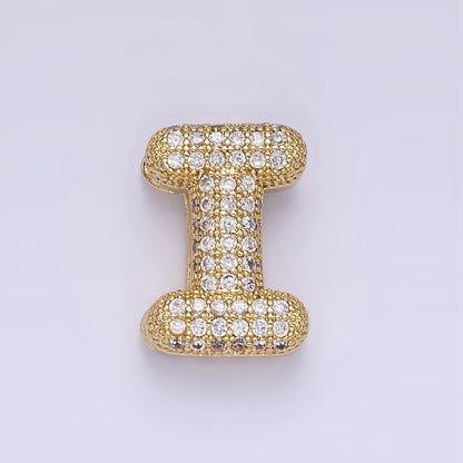 14K Gold Filled 15mm Micro Paved Balloon Bubble Initial Letter Pendant | A1171-A1183