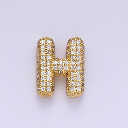 14K Gold Filled 15mm Micro Paved Balloon Bubble Initial Letter Pendant | A1171-A1183