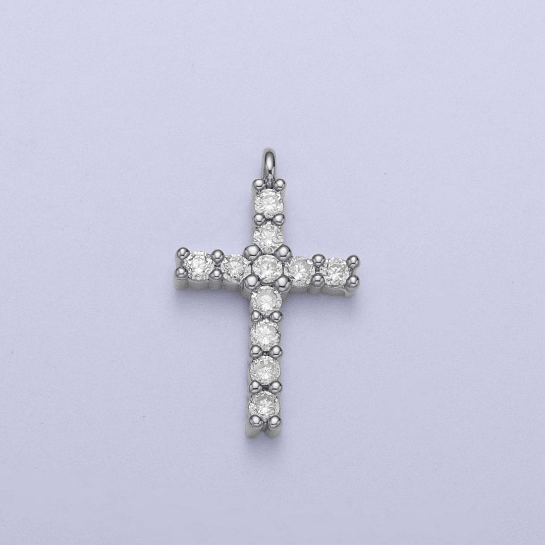 14K Gold Filled 15mm Micro Paved CZ Religious Cross Charm in Gold &amp; Silver | C877