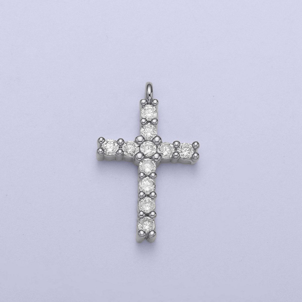 14K Gold Filled 15mm Micro Paved CZ Religious Cross Charm in Gold &amp; Silver | C877