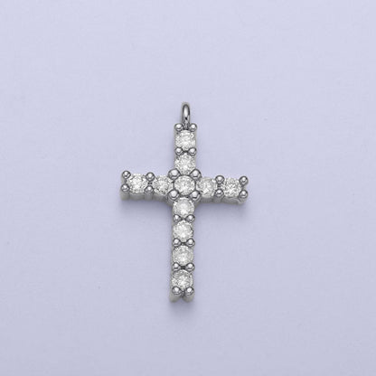 14K Gold Filled 15mm Micro Paved CZ Religious Cross Charm in Gold &amp; Silver | C877