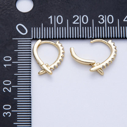 14K Gold Filled 15mm Micro Paved CZ X Crossed Cartilage Huggie | EARRINGS-00248