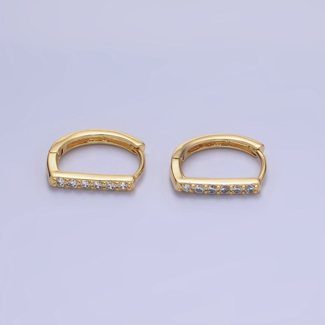 14K Gold Filled 15mm Micro Paved D Huggie Earrings | AB1328
