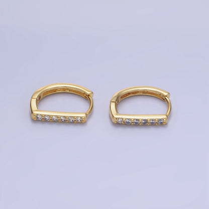 14K Gold Filled 15mm Micro Paved D Huggie Earrings | AB1328