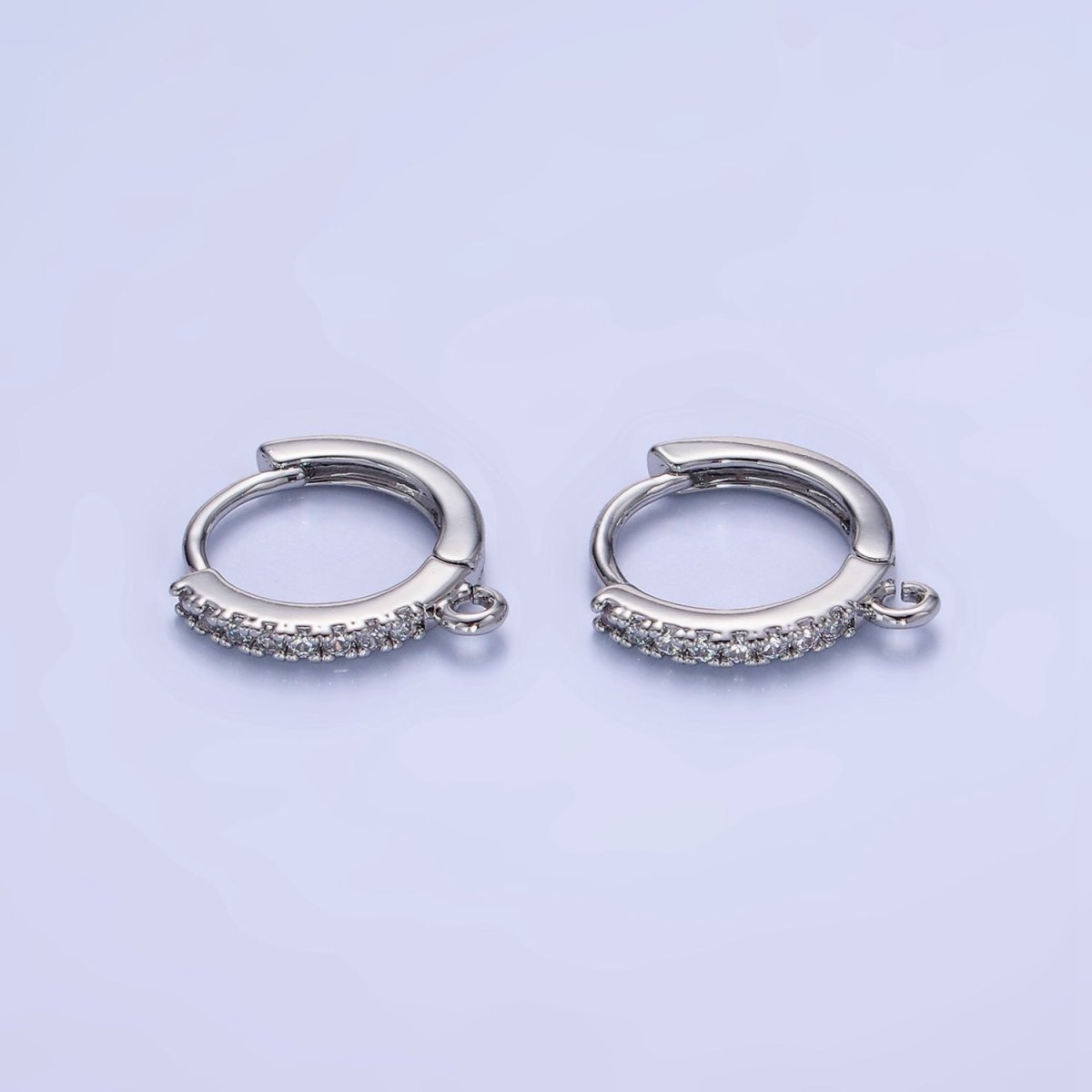 14K Gold Filled 15mm Micro Paved Huggie Earring Findings in Gold &amp; Silver | Z745 Z746