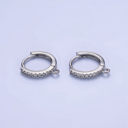 14K Gold Filled 15mm Micro Paved Huggie Earring Findings in Gold &amp; Silver | Z745 Z746
