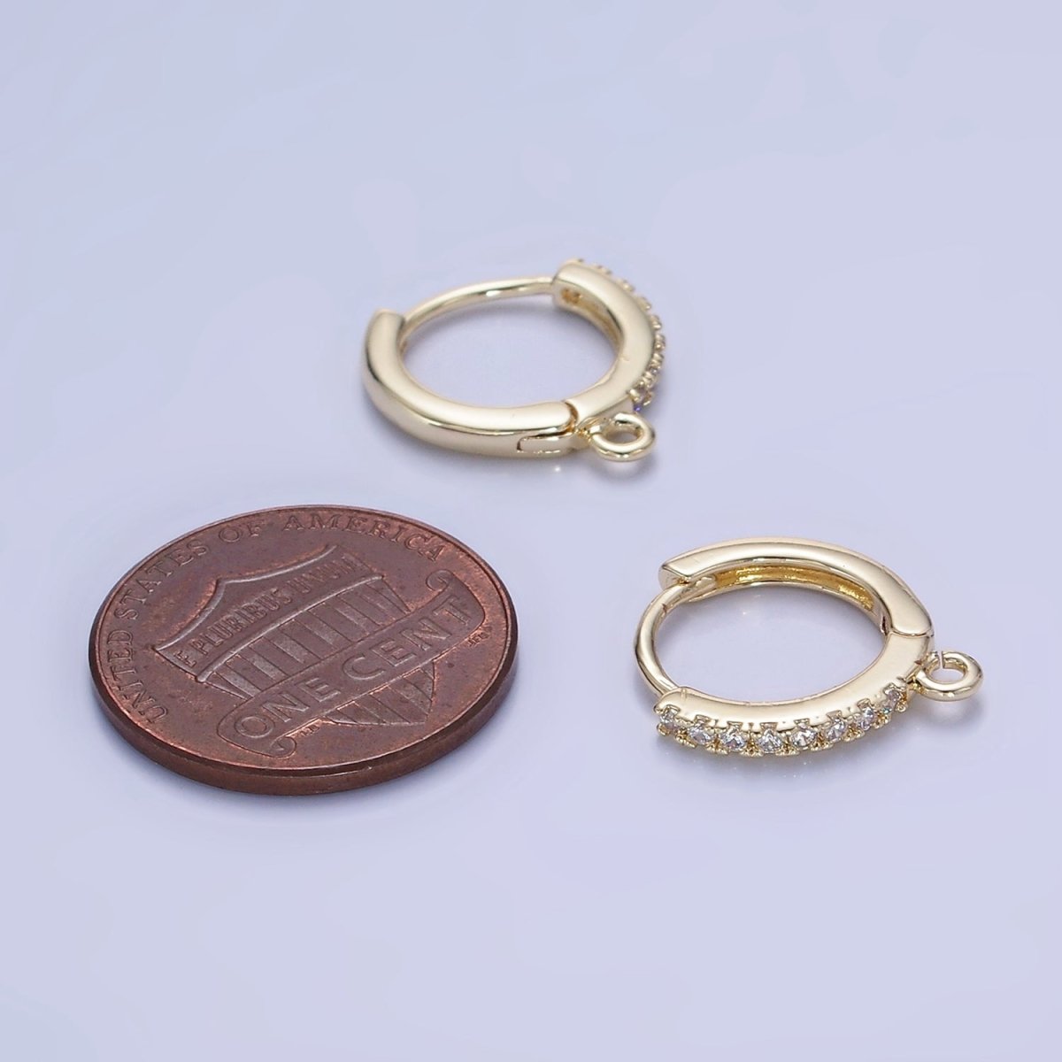 14K Gold Filled 15mm Micro Paved Huggie Earring Findings in Gold &amp; Silver | Z745 Z746