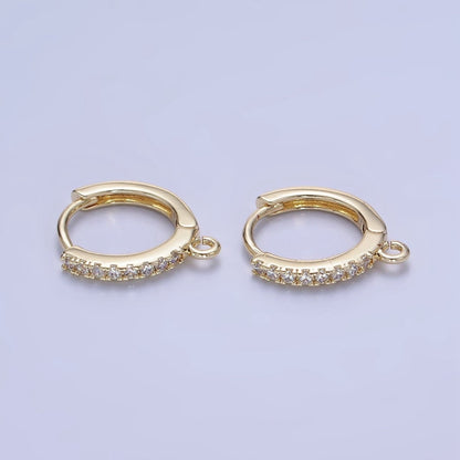 14K Gold Filled 15mm Micro Paved Huggie Earring Findings in Gold &amp; Silver | Z745 Z746