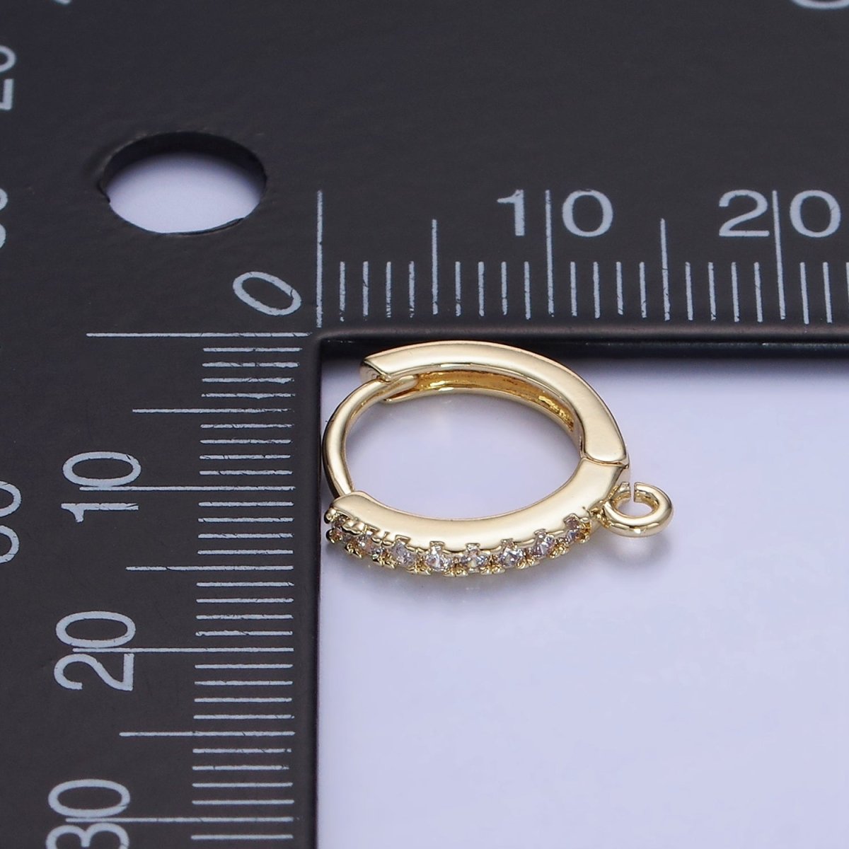 14K Gold Filled 15mm Micro Paved Huggie Earring Findings in Gold &amp; Silver | Z745 Z746