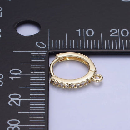14K Gold Filled 15mm Micro Paved Huggie Earring Findings in Gold &amp; Silver | Z745 Z746