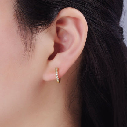14K Gold Filled 15mm Micro Paved Huggie Earrings | P079