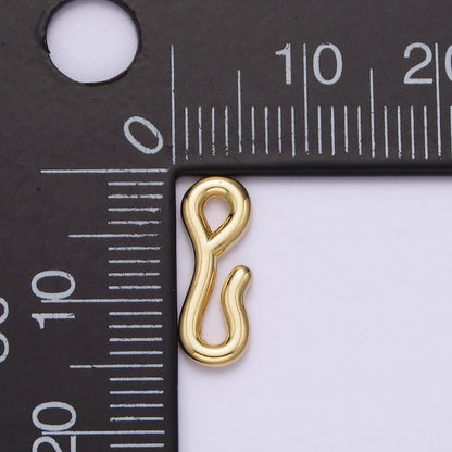 14K Gold Filled 15mm Minimalist Wiggly Hook Closure Supply Findings in Gold &amp; Silver | Z652