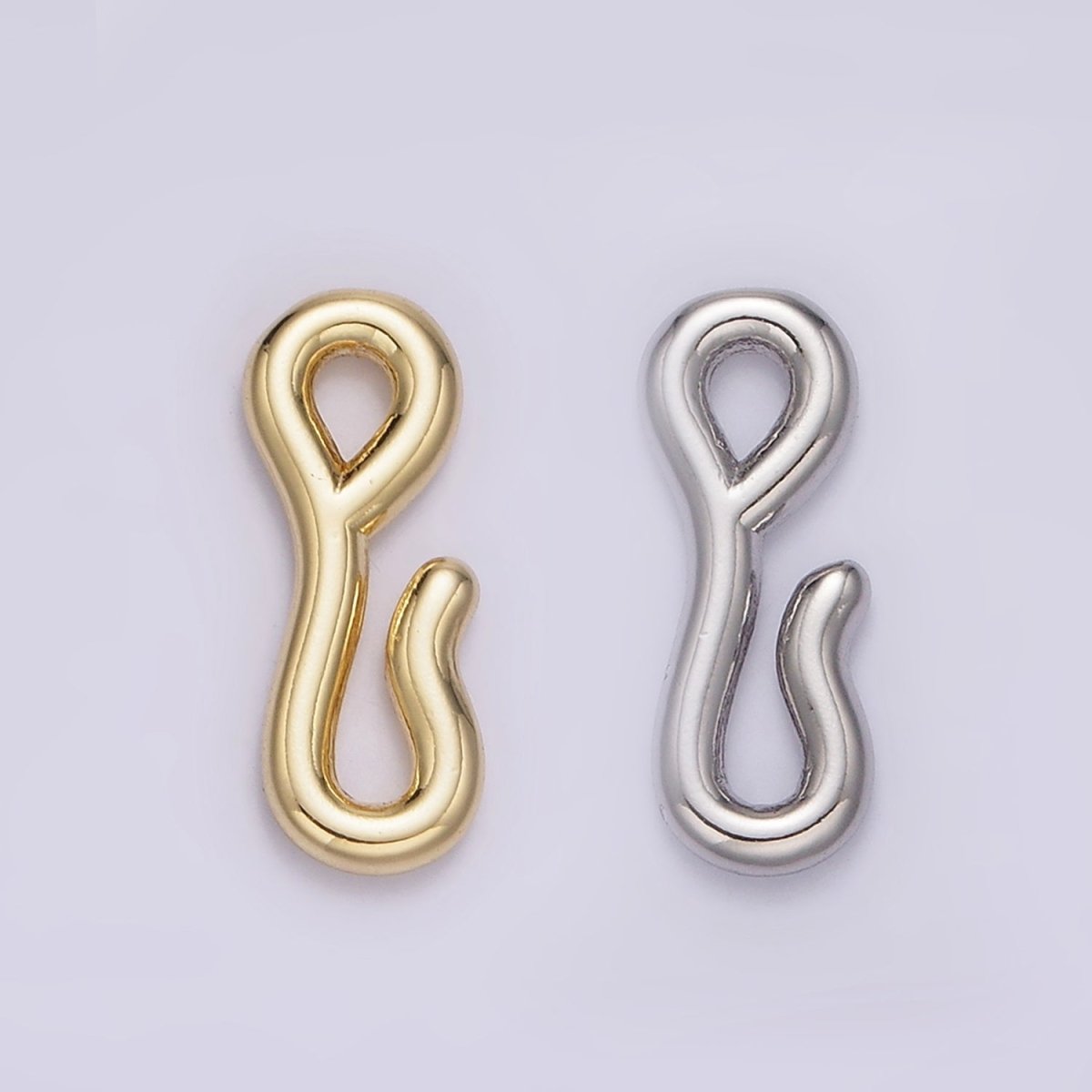 14K Gold Filled 15mm Minimalist Wiggly Hook Closure Supply Findings in Gold &amp; Silver | Z652