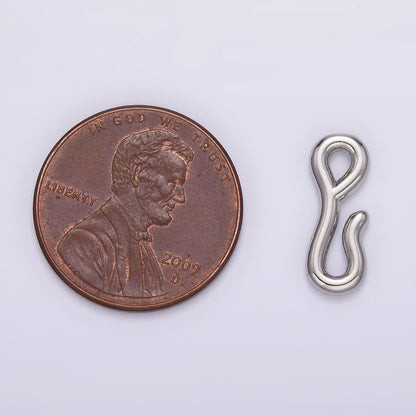 14K Gold Filled 15mm Minimalist Wiggly Hook Closure Supply Findings in Gold &amp; Silver | Z652