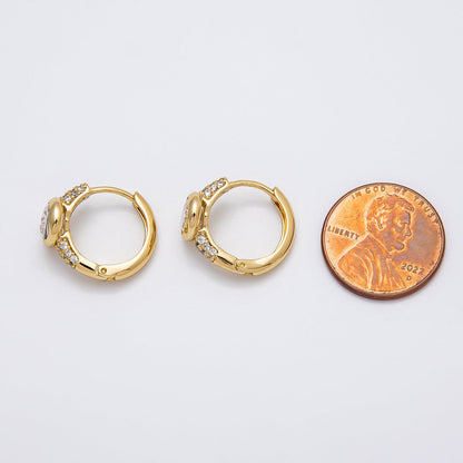 14K Gold Filled 15mm Oval Micro Paved CZ Cartilage Huggie Earrings | Earrings-00274