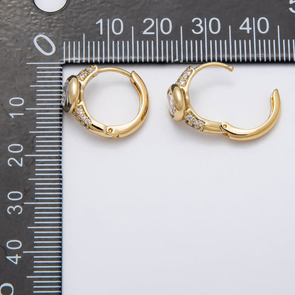 14K Gold Filled 15mm Oval Micro Paved CZ Cartilage Huggie Earrings | Earrings-00274