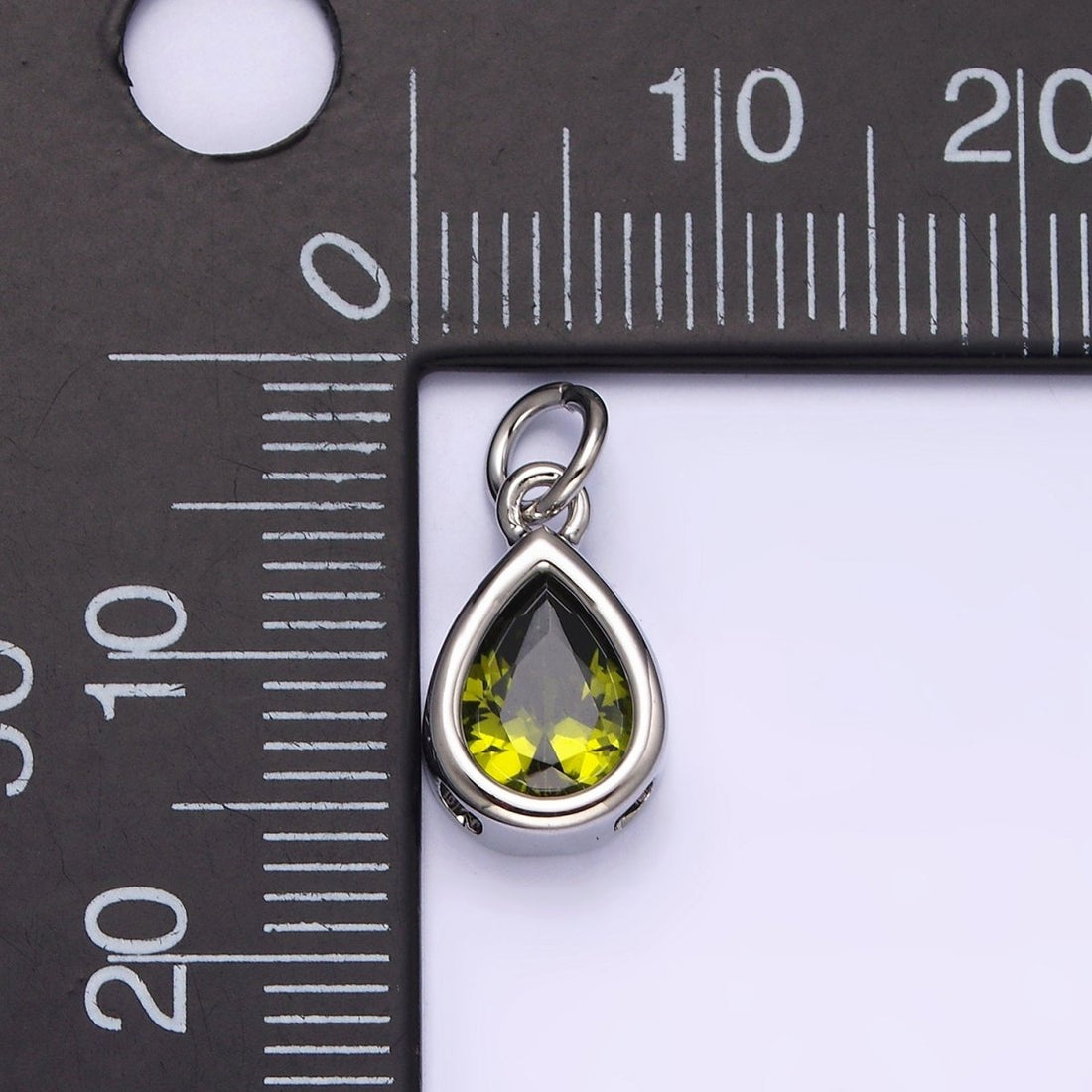 14K Gold Filled 15mm Personalized Birthstone Teardrop Cubic Zirconia CZ Bezel Charm in Silver &amp; Gold | N1624 - N1647