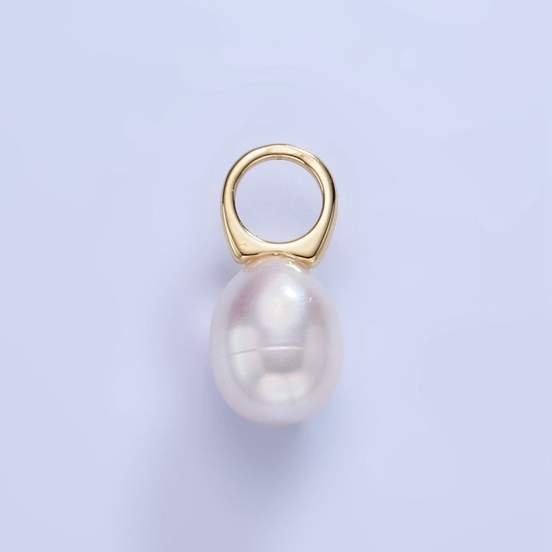 14K Gold Filled 15mm Ringed Shell Pearl Drop Pendant | P1743