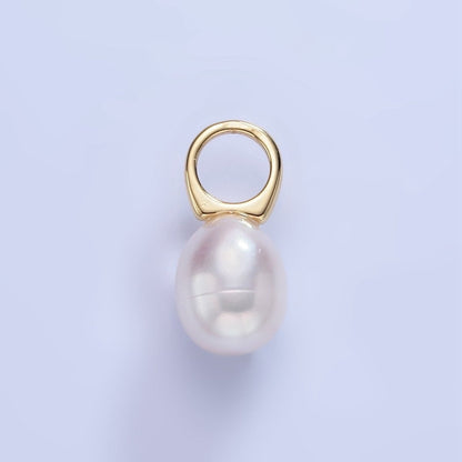 14K Gold Filled 15mm Ringed Shell Pearl Drop Pendant | P1743