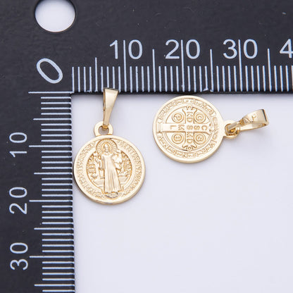 14K Gold Filled 15mm Saint Benedict Medal Double Sided Round Pendant | Charms-00072